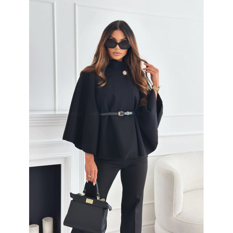 European and american export cross-border  new women's fall/winter woolen coat a-line cape