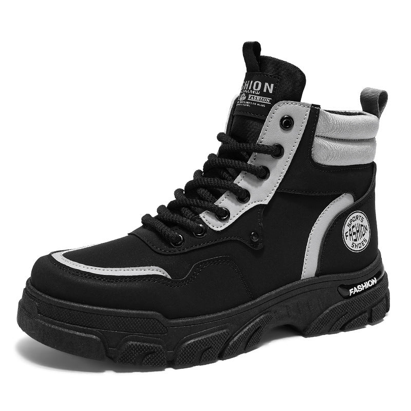 High-top boots men's shoes springnew arrival breathable workwear shoes men's shoes easiest for match british stylethick sole rhubarb boots