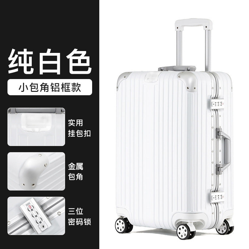 Cup holder aluminum frame suitcase women's scratch-resistant wear-resistant trolley case men's universal wheel password case fashion travel box trend