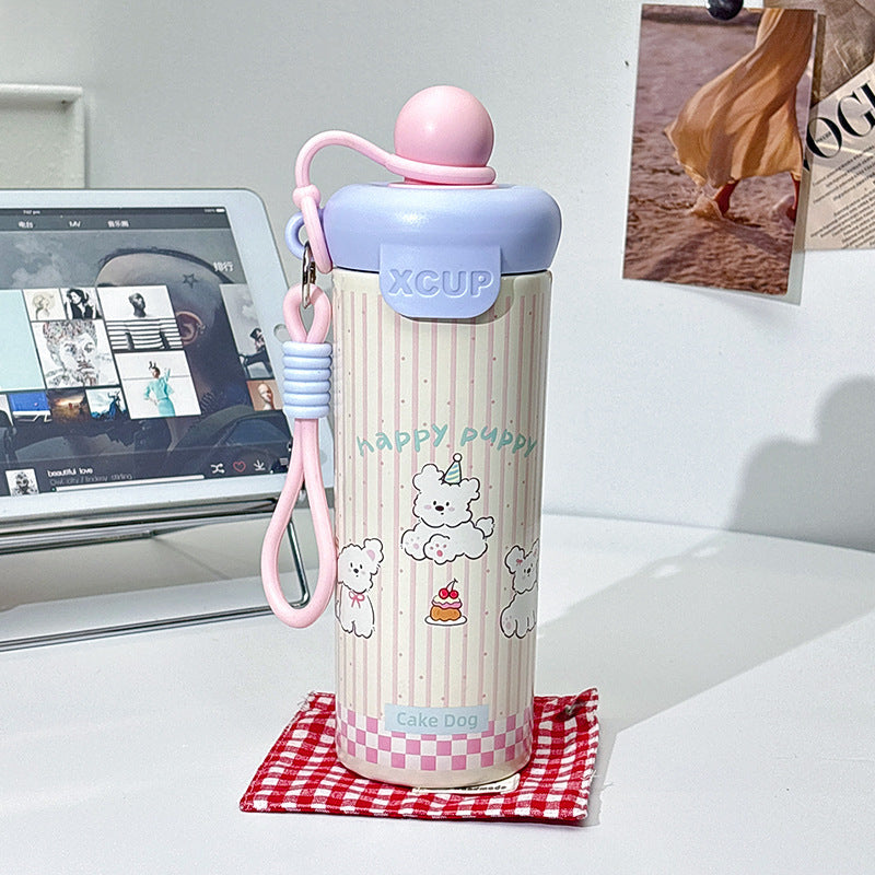 Portable tea lid stainless steel tea water separation thermos cup large capacity three-drink straw cup for men and women students wholesale personalized