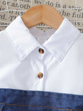 new european and american style cross-border girls' chic dress - denim patchwork solid color dress