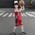 boys' summer basketball jersey set - kids' indoor student quick-dry, wear-resistant, anti-slip sleeveless sports outfit for mid-to-large children