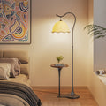 American retro double pillar floor lamp - creative study, living room, sofa side, walnut coffee table with storage shelf floor lamp