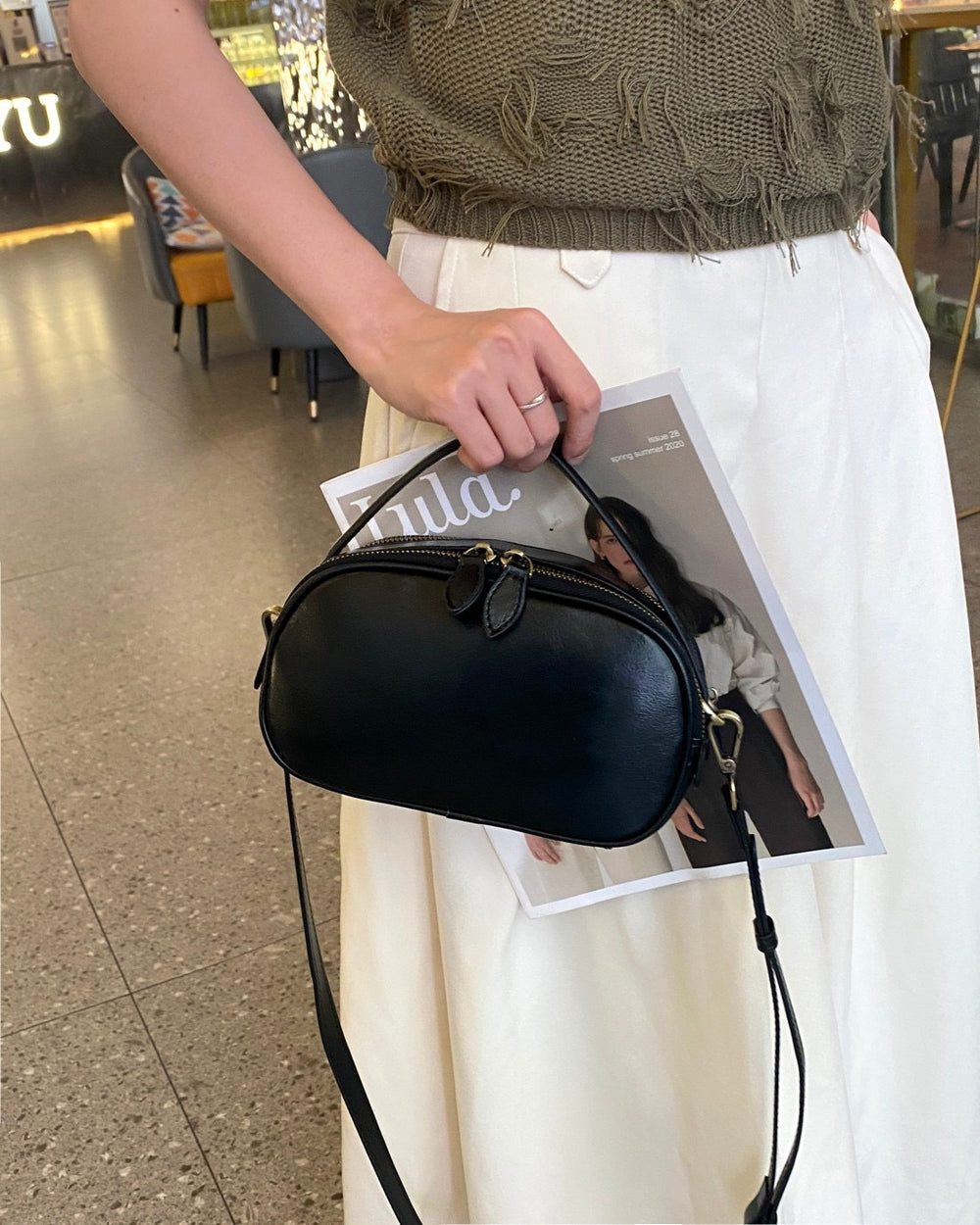 Genuine leather crossbody bag - 2024 spring/summer versatile fashion handbag - fresh & chic top grain cowhide premium small square bag