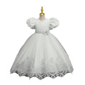 Ready-to-ship new lace wedding dress bubble sleeve princess dress girls birthday party dress kids dress