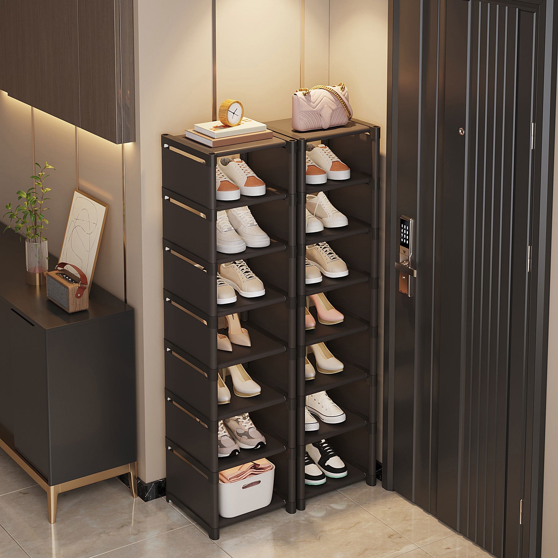 Simple shoe rack storage shoe rack multi-layer space saving door dormitory shoe cabinet household storage slipper rack rack