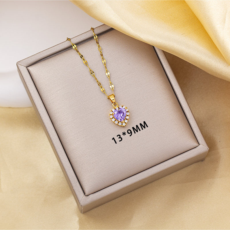 Necklace female simple fashion niche design hot style titanium steel pendant high-end electroplated versatile elegant clavicle chain