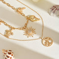 Wholesale european and american beach accessories, starfish and shell necklaces, accessible luxury niche sun pendant stacking collarbone necklaces for women