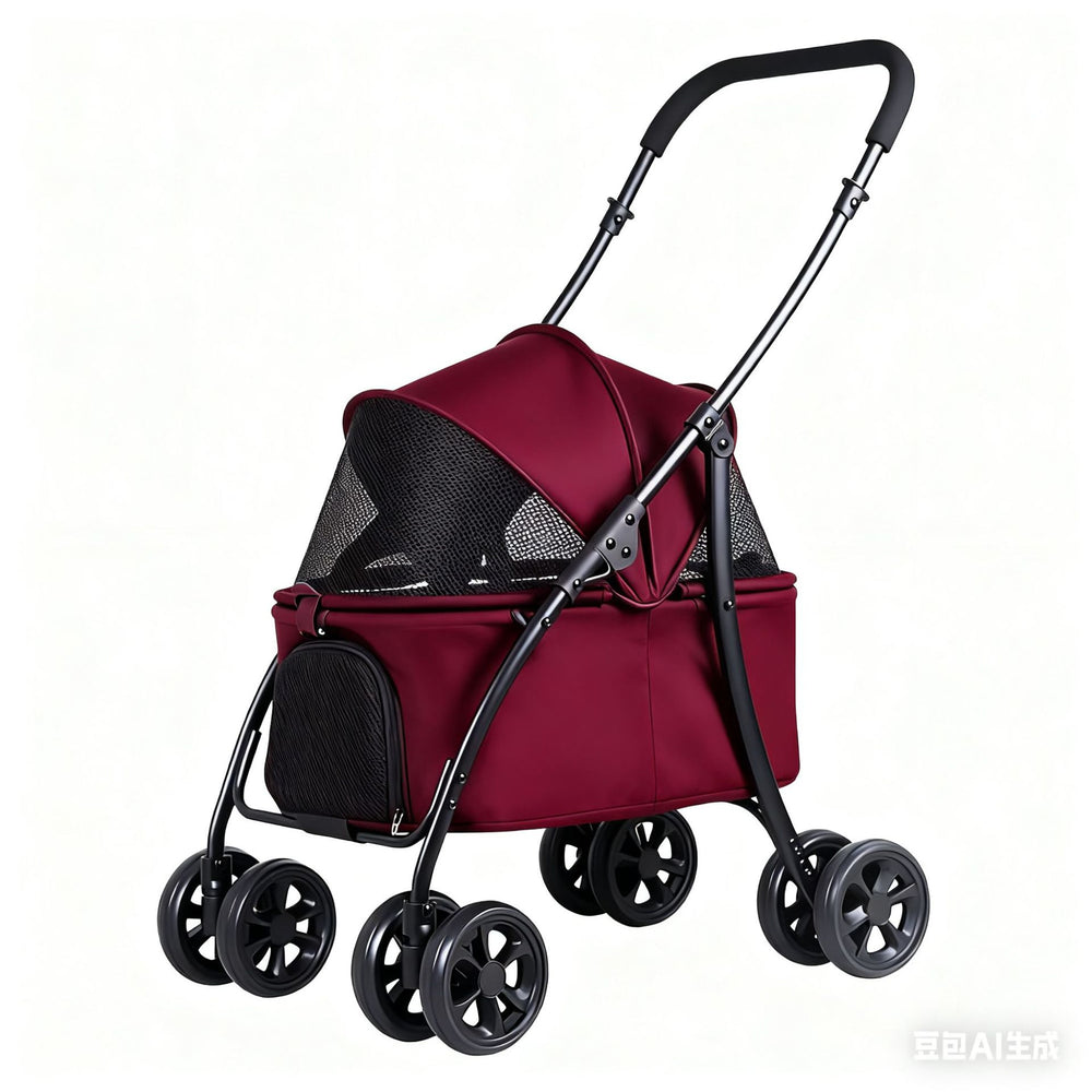 Lightweight foldable pet stroller cat dog four-wheel shock absorption stroller pet outdoor stroller teddy stroller wholesale