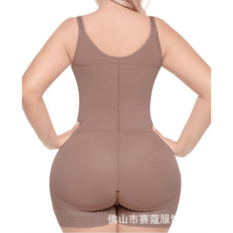 new cross-border hip-lifting and tummy-control shapewear bodysuit - buttoned mesh body shaper with open crotch and butt-lifting corset