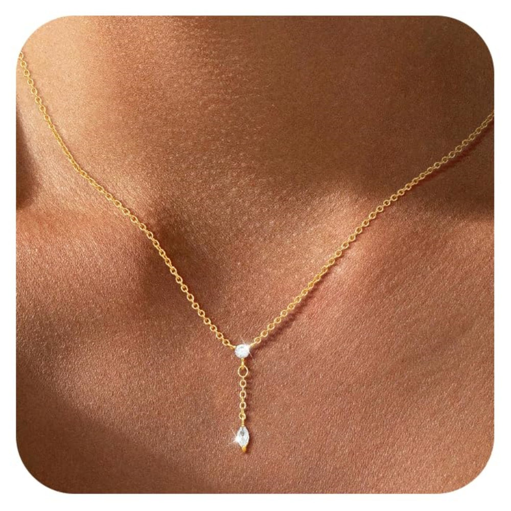 European and american cross-border hot seller: brass real gold plated fashionable exquisite small zircon pendant high-end necklace