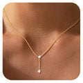 European and american cross-border hot seller: brass real gold plated fashionable exquisite small zircon pendant high-end necklace