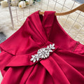 Sophisticated french style red sleeveless dress - women's spring/summer slimming a-line dress - elegant red dress