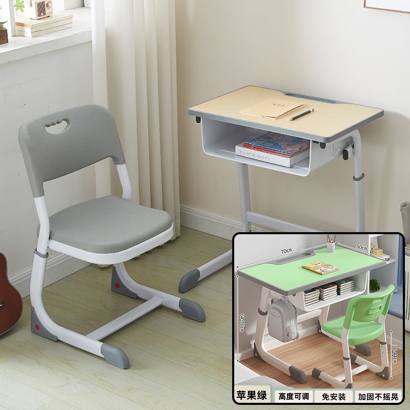 E1 grade eco-friendly, pre-assembled, integrated desk and chair set - adjustable height, perfect for elementary school students and kids' study tables