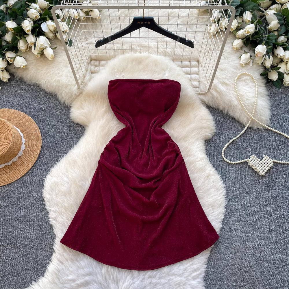 K-style sleeveless light mature styletube top waist dress women's summerhigh waistslimming look a-line skirt work clothingelegantaccessible luxury