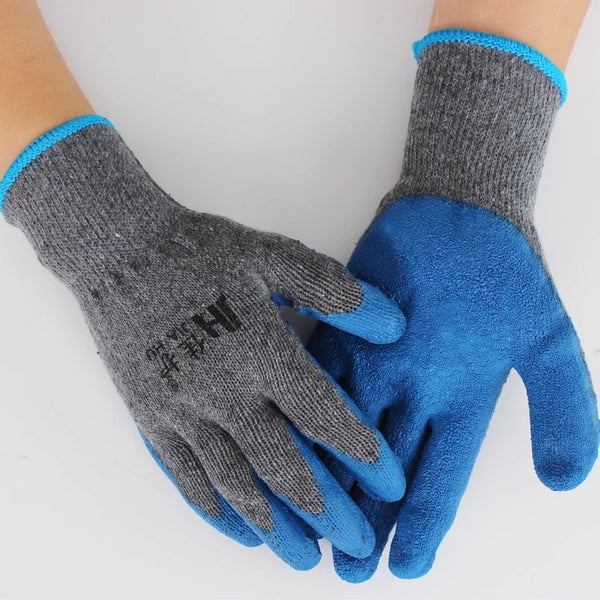 Labor insurance gloves are non-slip, wear-resistant, durable, flexible, waterproof, protective cotton thread, labor gloves, dipped in glue, coated with gray yarn wrinkles