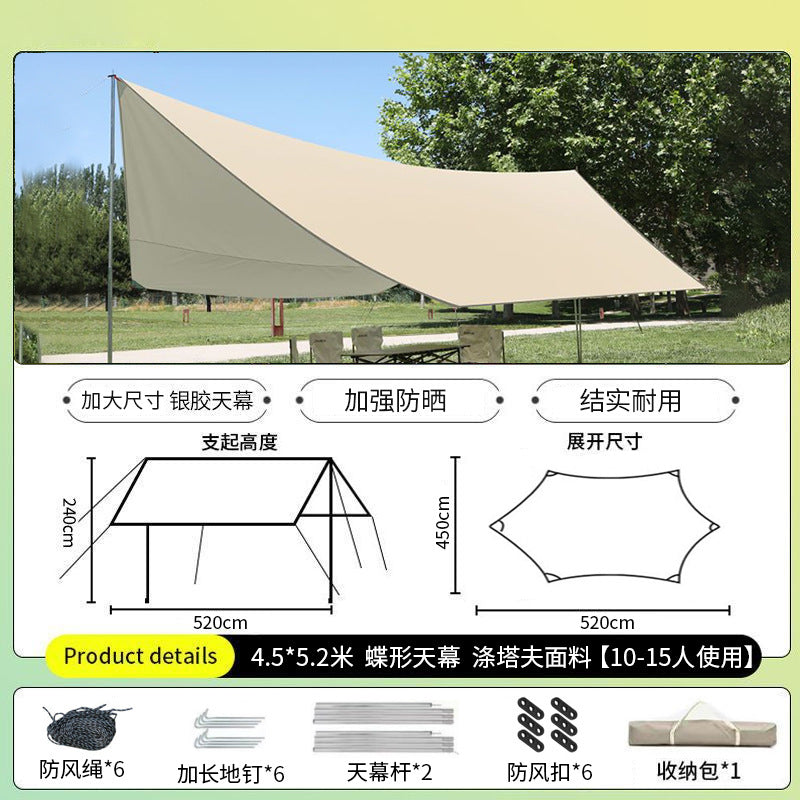 Outdoor canopy vinyl thickened and enlarged octagonal camping style tent picnic camp rainproof and sunproof portable awning