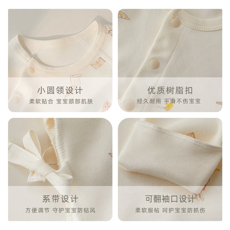 Babibele newborn baby clothes spring autumn winter baby newborn half-back romper pure cotton long sleeve monk suit top