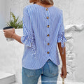 European and american cross-border women's clothing : spring/summer striped cardigan blouse - new loose fit casual women's top