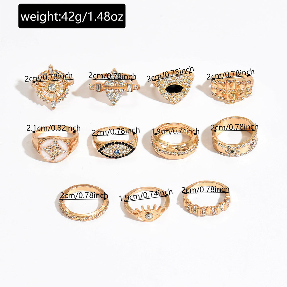 European and american cross-border retro geometric heart ring - women's unique, light luxury, high-end diamond-studded devil's eye ring accessories