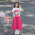 Girls' summer outfit : trendy and stylish short-sleeve two-piece set for girls (sizes for mid-to-large children) - dopamine summer collection