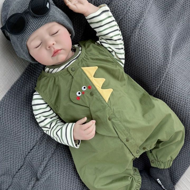 Trendy boys' clothing: adorable new spring/autumn overalls set for infants and toddlers - long-sleeved two-piece autumn outfit