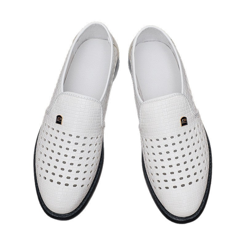 Genuine soft leather men's leather shoes summer leather sandals men's hollow-out clogs soft leather casual leather sandals breathable men's shoes