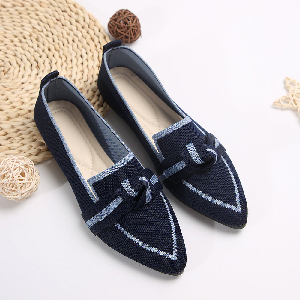 New  spring pointed-toe flat shoes - plus size fashion flyknit slip-on casual women's shoes for cross-border e-commerce