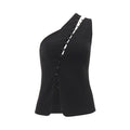 women's spring  new fashion design asymmetrical neck hook-and-eye closure sleeveless tank top - hot girl style
