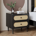 Solid wood bedside table medieval scandinaviancasual modern rattan small cabinet b&b bedroom storage chest cabinet