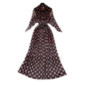 Vintage polka dot dress women's printed summer red high waist cinched waist tie waist slimming elegant long dress french elegance