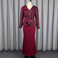 New plus size sequin party dress - 3d floral slim fit patchwork long sleeve banquet cocktail elegant evening gown