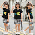 Girls' summer outfit set  new style: girls' shorts and top two-piece set for mid-to-large children, sweet summer style