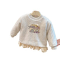 Girls' autumn/winter three-layer quilted padded cotton coat, baby girl long-sleeve sweatshirt, kids' warm top, trendy children's clothing