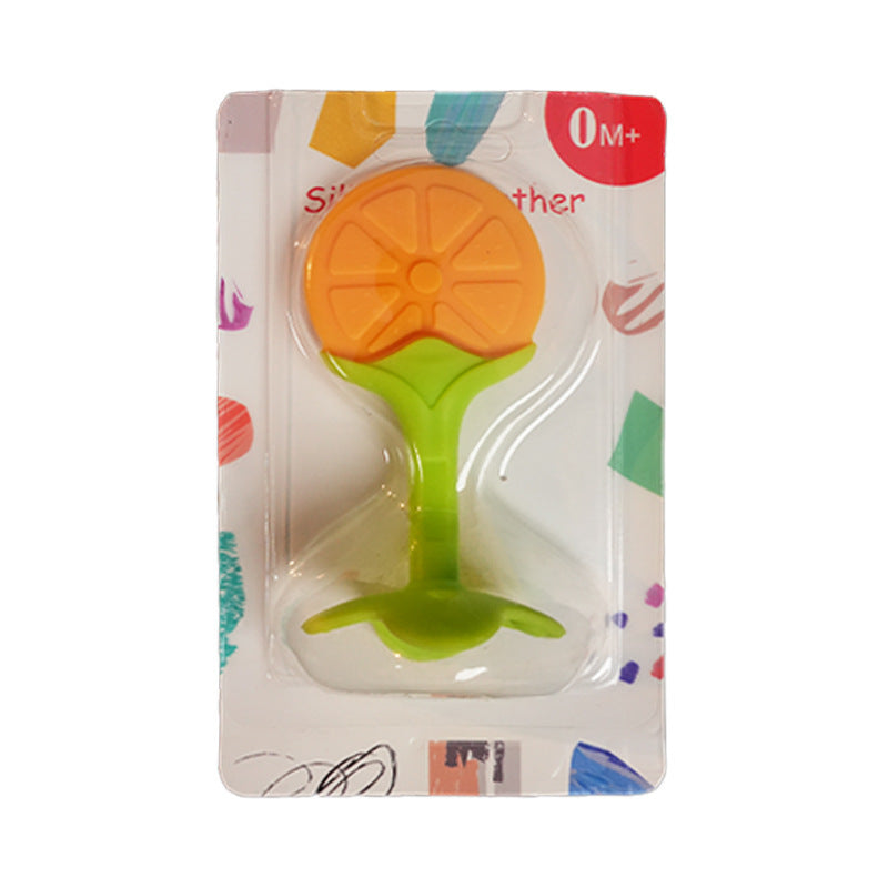 English card pack, silicone baby toothpaste, fruit-shaped chewing glue, newborn two-color three-dimensional toothpaste grinding stick