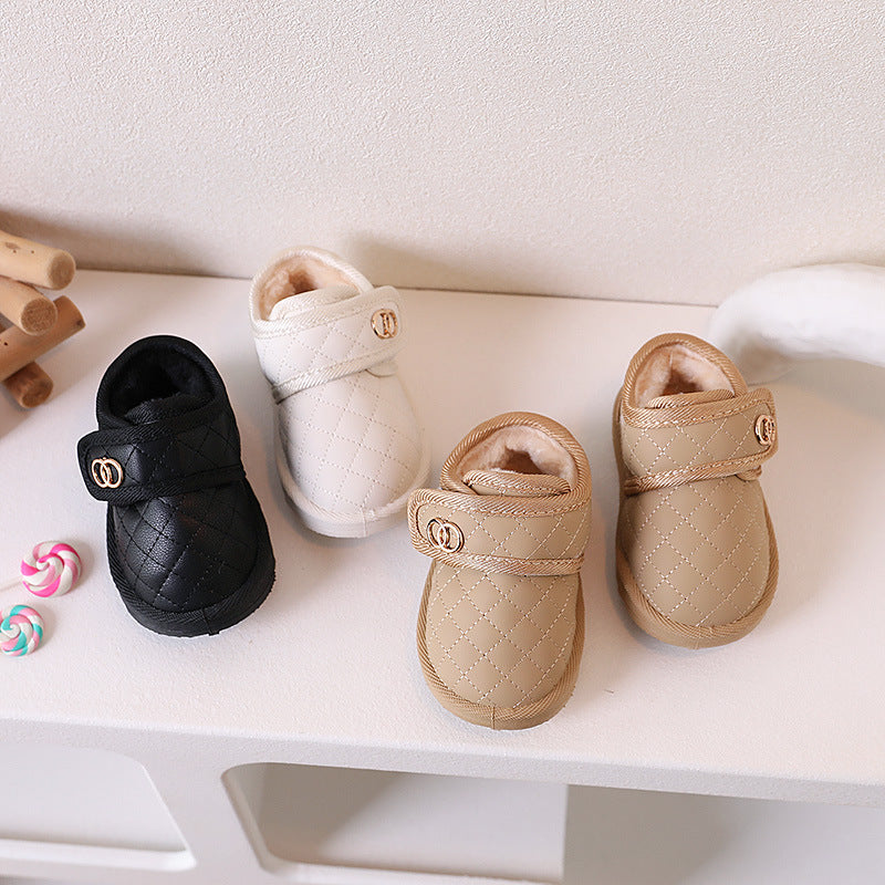 Xiaoxiangfeng baby snow boots winter thick velvet men's and women's kids cotton shoes infant kids toddler shoes kids k-style milk tea