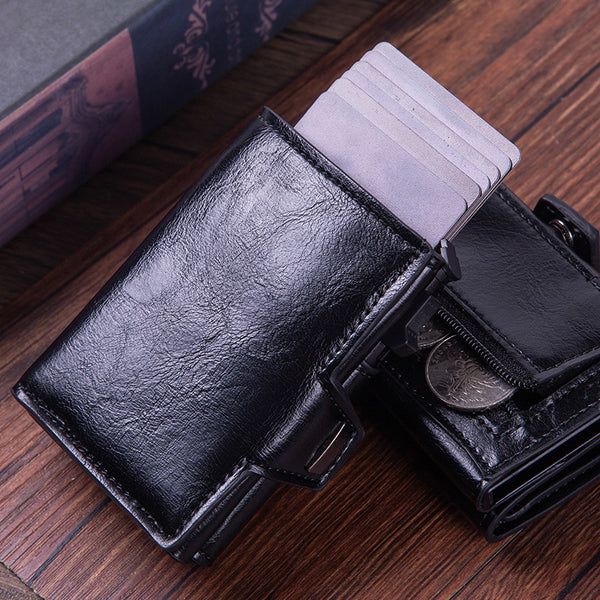 Automatic pop card bag tracker RFID card bag anti-theft brush card holder Men's and women's multi-card position credit card wallet
