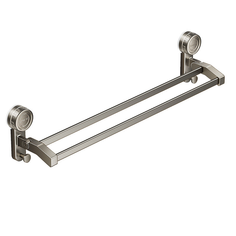 Rotary suction cup towel bar double bar non-punching toilet bathroom towel bar single bar hook rack storage