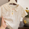 Korean style girls' new summer all-over star print short-sleeve t-shirt top - stylish and trendy for baby girls and children