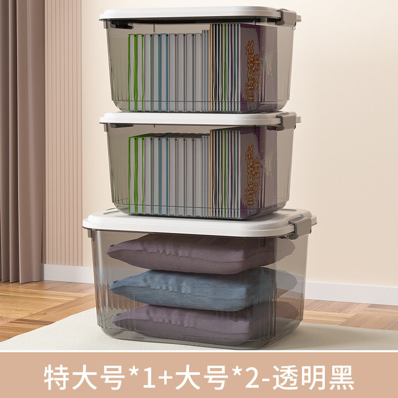 Household acrylic transparent storage box with lid, clothes storage box, household quilt sundries finishing basket wholesale