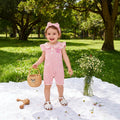 Baby girl cute letter embroidered peter pan collar romper with headband