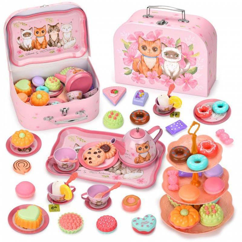 Cross-border export girl play house afternoon tea tea set simulation dessert cake coffee coffee break portable gift box