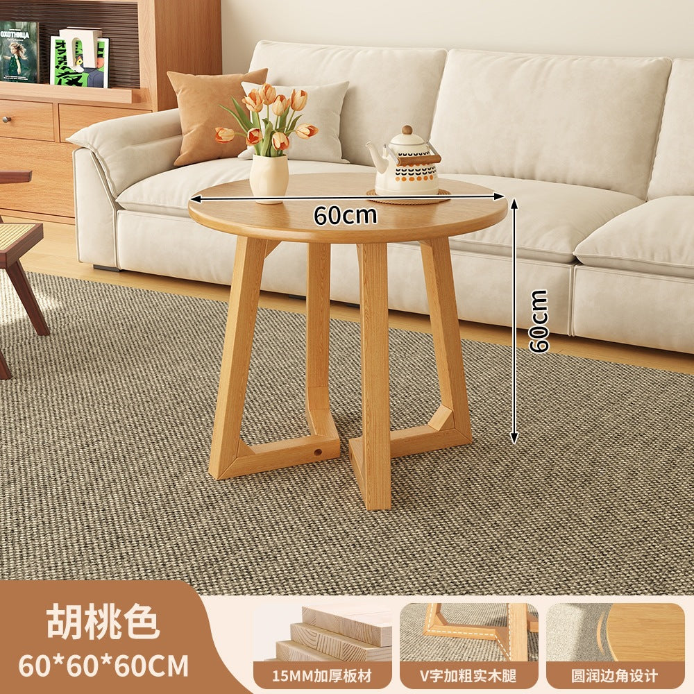 Japanese style solid wood living room coffee table small apartment insfor home log style round side table casual dining tea table