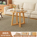 Japanese style solid wood living room coffee table small apartment insfor home log style round side table casual dining tea table