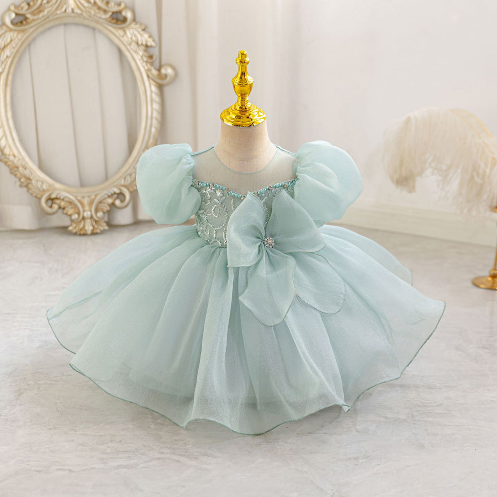 New arrival: children's formal dress - bowknot, puff sleeves, tiered princess dress for flower girls