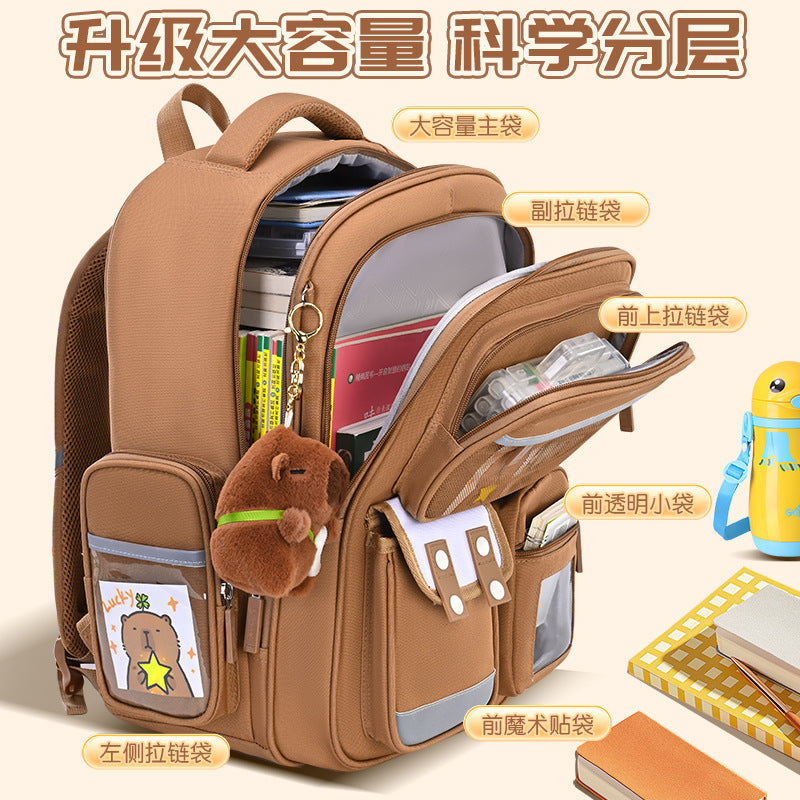Capybara backpack - perfect for elementary school students (grades 1-6), boys and girls. spine-protecting, lightweight, and extra-sized