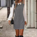 european and american cross-border  autumn new arrival: slim-fit, figure-flattering, faux two-piece a-line dress