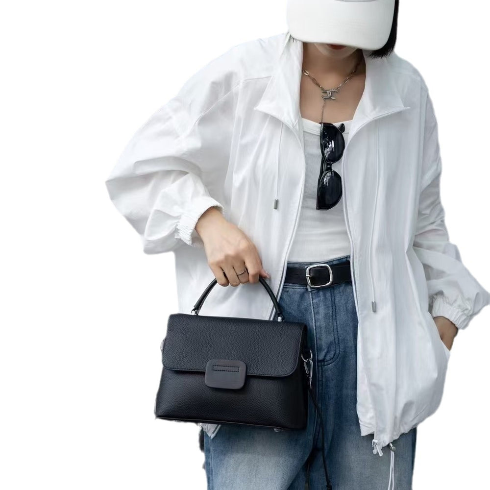 Top-grain leather women's shoulder bag, crossbody bag, minimalist and stylish. classic shell bag design for women, featuring two shoulder straps, large capacity, and soft leather