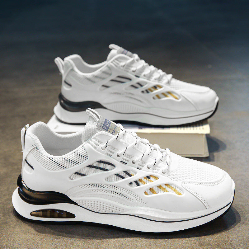 Men's winter breathable 2025 new youth sports shoes mesh running casual white chunky sole dad shoes trendy sneakers