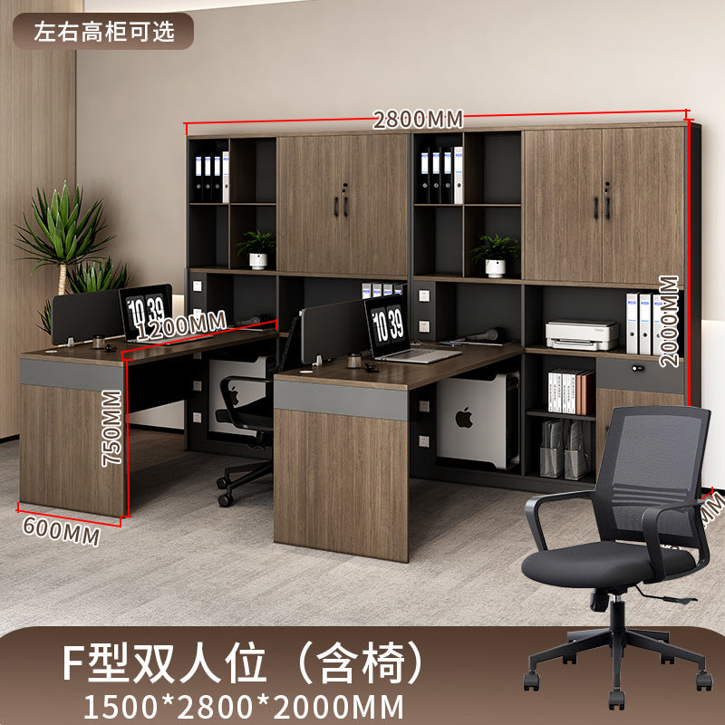 Staff desk and chair office financial computer table high cabinet furniture chair combination staff table modern screen card slot